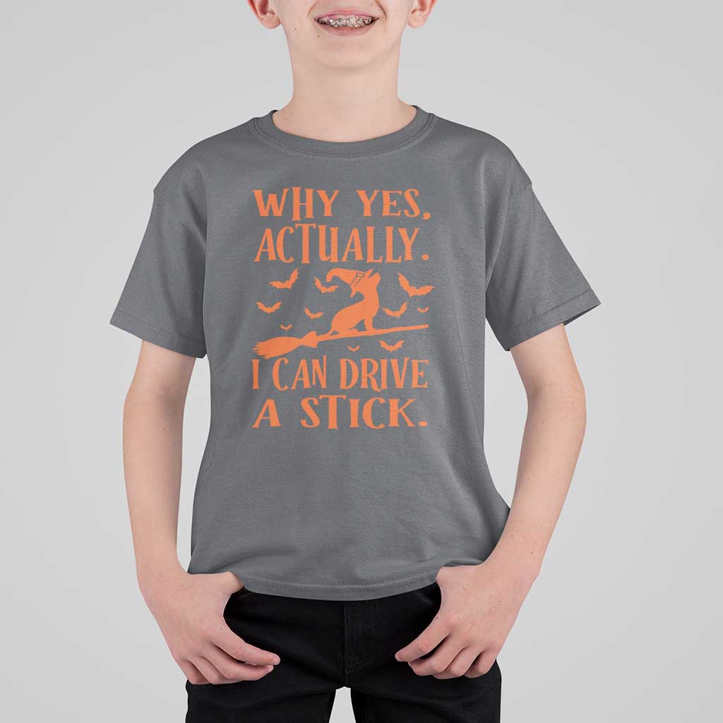 Halloween Dog T Shirt For Kid Why Yes Actually I Can Drive A Stick Witch - Wonder Print Shop