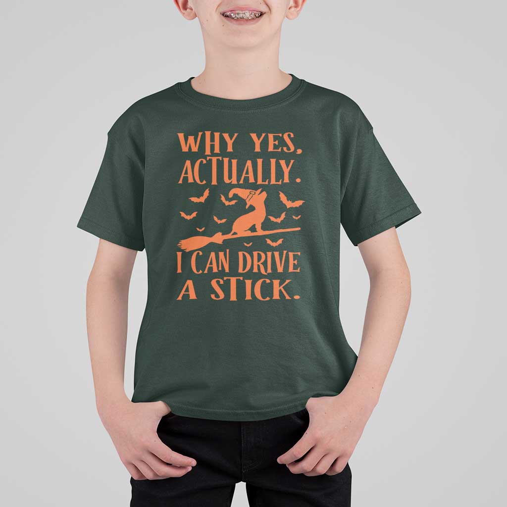 Halloween Dog T Shirt For Kid Why Yes Actually I Can Drive A Stick Witch - Wonder Print Shop