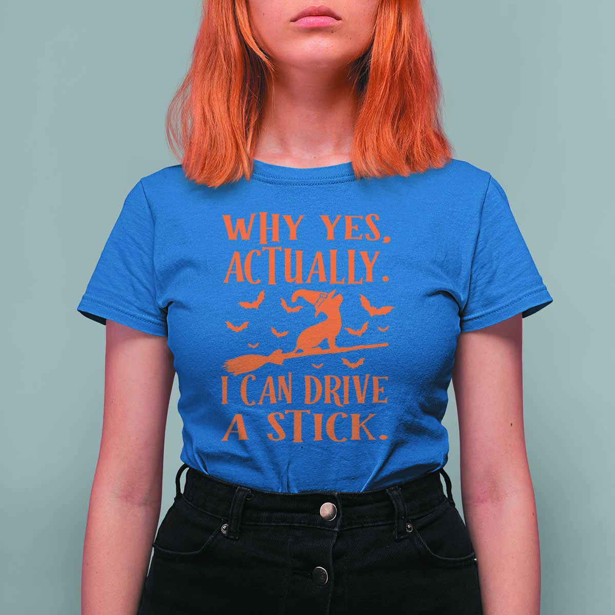 Halloween Dog T Shirt For Women Why Yes Actually I Can Drive A Stick Witch - Wonder Print Shop