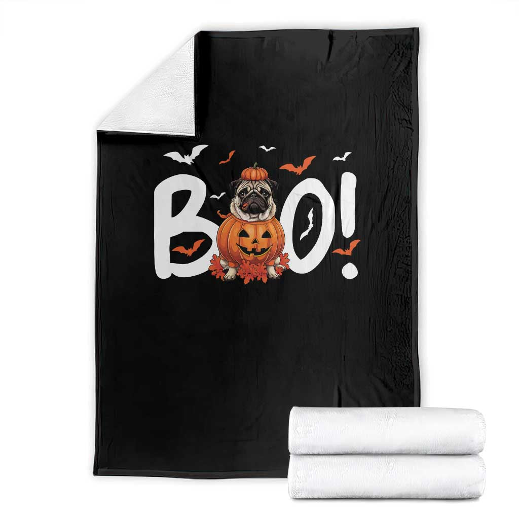Funny French Bulldog Halloween Throw Blanket Boo Cute Dog Pumpkin Bat Maple Leaf Pet - Wonder Print Shop
