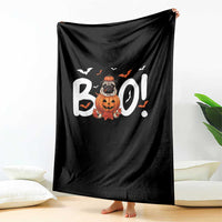 Funny French Bulldog Halloween Throw Blanket Boo Cute Dog Pumpkin Bat Maple Leaf Pet - Wonder Print Shop
