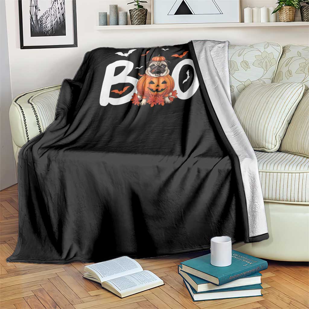 Funny French Bulldog Halloween Throw Blanket Boo Cute Dog Pumpkin Bat Maple Leaf Pet - Wonder Print Shop