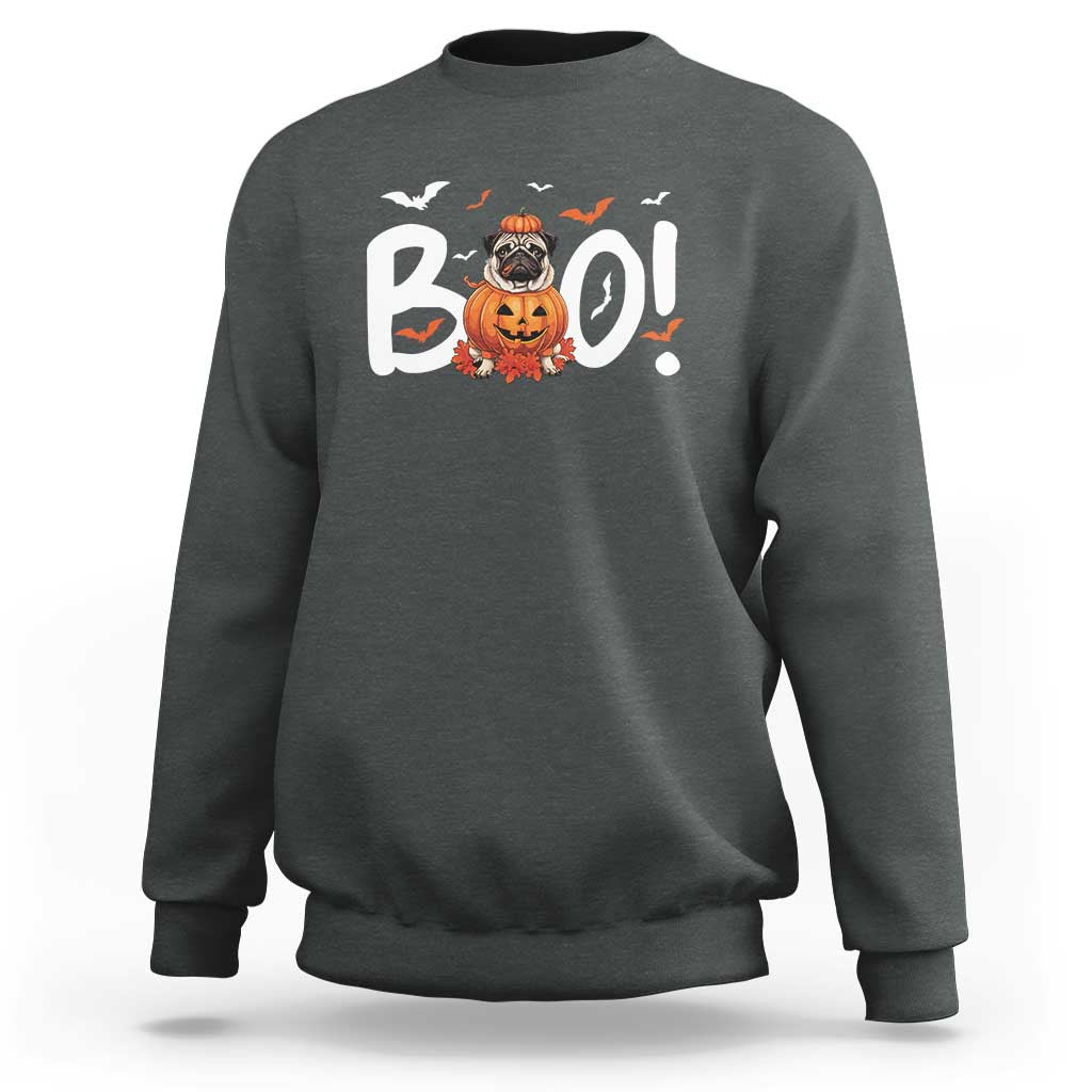 Funny French Bulldog Halloween Sweatshirt Boo Cute Dog Pumpkin Bat Maple Leaf Pet - Wonder Print Shop