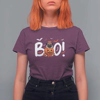 Funny French Bulldog Halloween T Shirt For Women Boo Cute Dog Pumpkin Bat Maple Leaf Pet - Wonder Print Shop