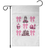 Halloween Garden Flag Pink Bow Skull Haunted House Coquette Aesthetic - Wonder Print Shop