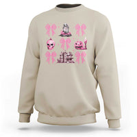Halloween Sweatshirt Pink Bow Skull Haunted House Coquette Aesthetic - Wonder Print Shop
