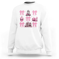 Halloween Sweatshirt Pink Bow Skull Haunted House Coquette Aesthetic - Wonder Print Shop