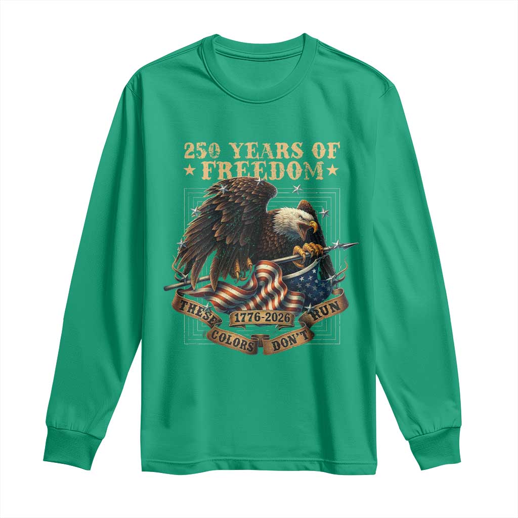250th American Anniversary Long Sleeve Shirt 250 Years Of Freedom Independence American Flag - Wonder Print Shop