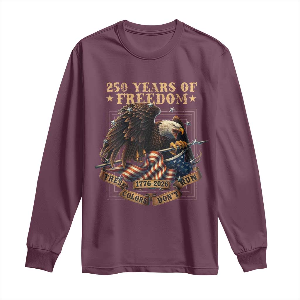 250th American Anniversary Long Sleeve Shirt 250 Years Of Freedom Independence American Flag - Wonder Print Shop