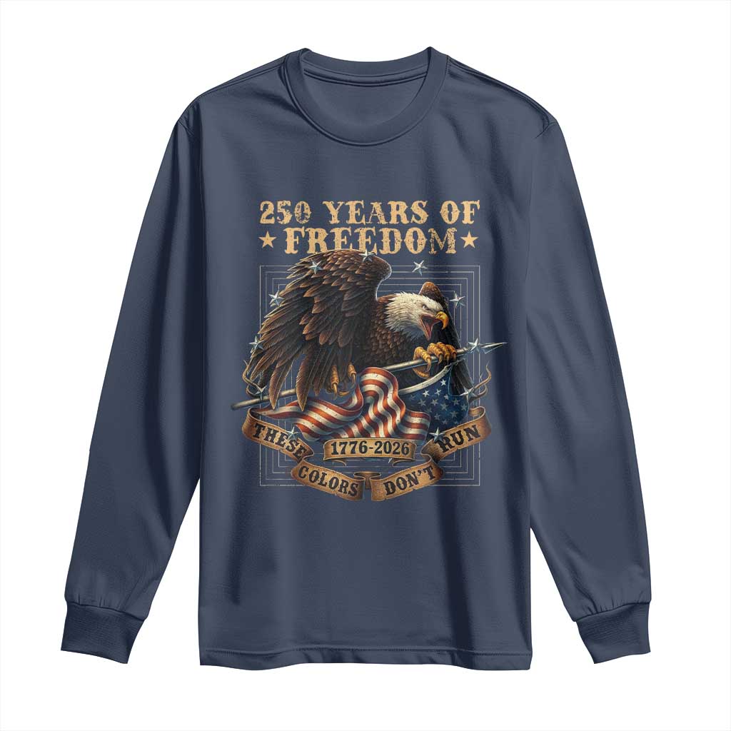 250th American Anniversary Long Sleeve Shirt 250 Years Of Freedom Independence American Flag - Wonder Print Shop