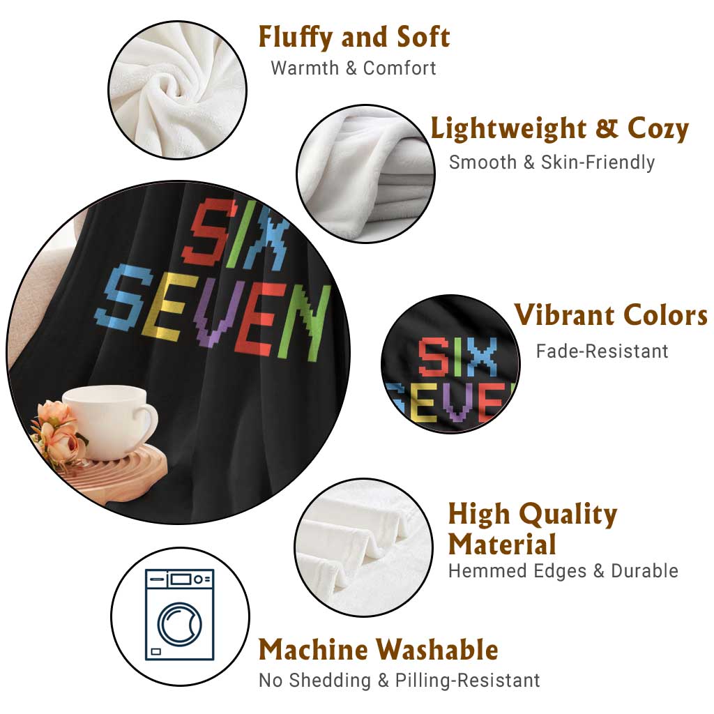 Six Seven Meme Pixel 67 Gen Alpha Meme Throw Blanket - Wonder Print Shop