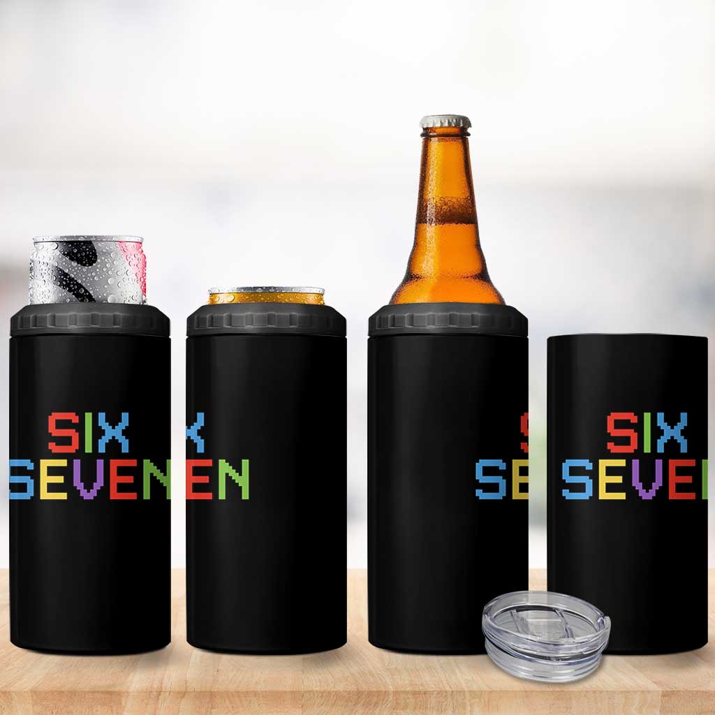 Six Seven Meme Pixel 67 Gen Alpha Meme 4 in 1 Can Cooler Tumbler - Wonder Print Shop