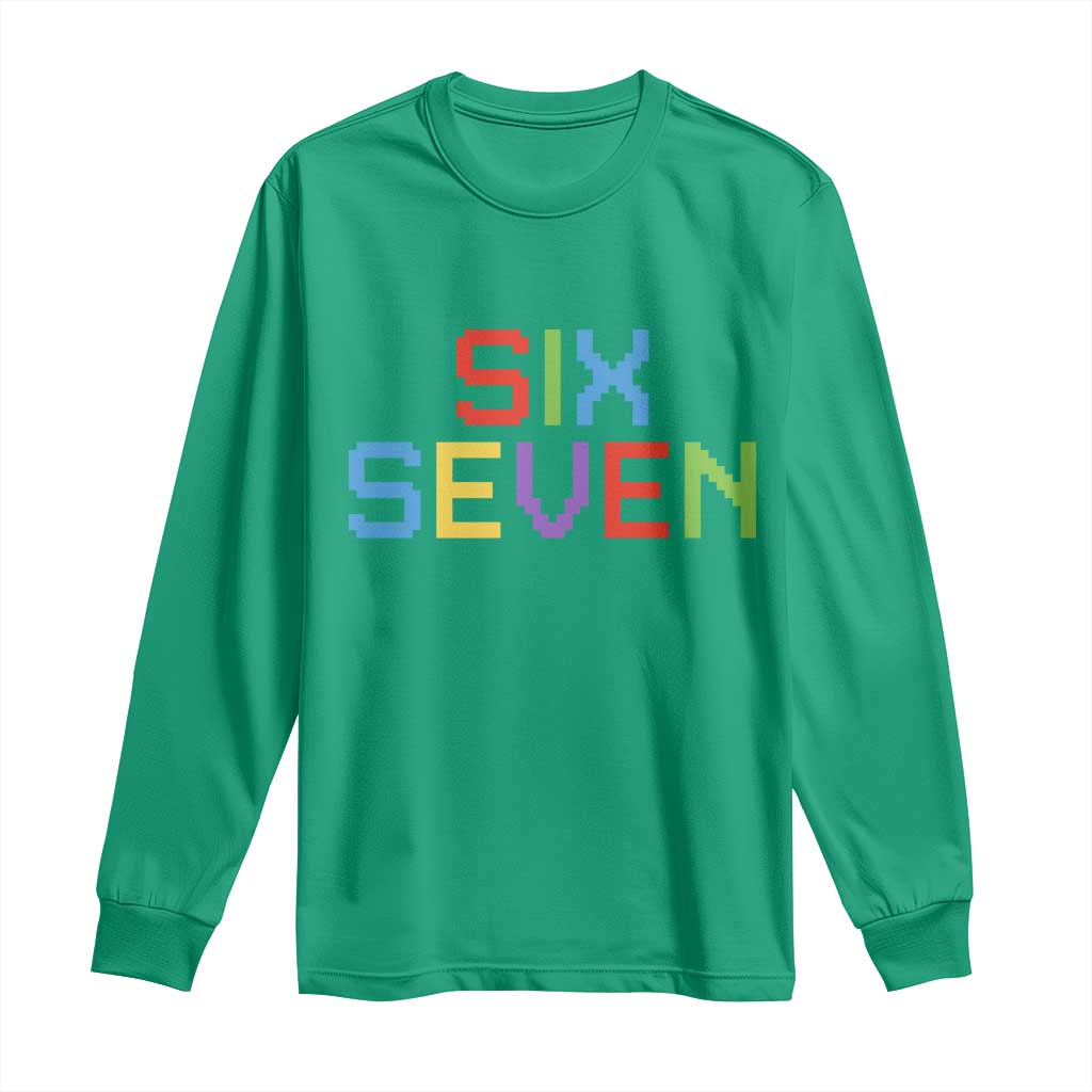 Six Seven Meme Pixel 67 Gen Alpha Meme Long Sleeve Shirt - Wonder Print Shop