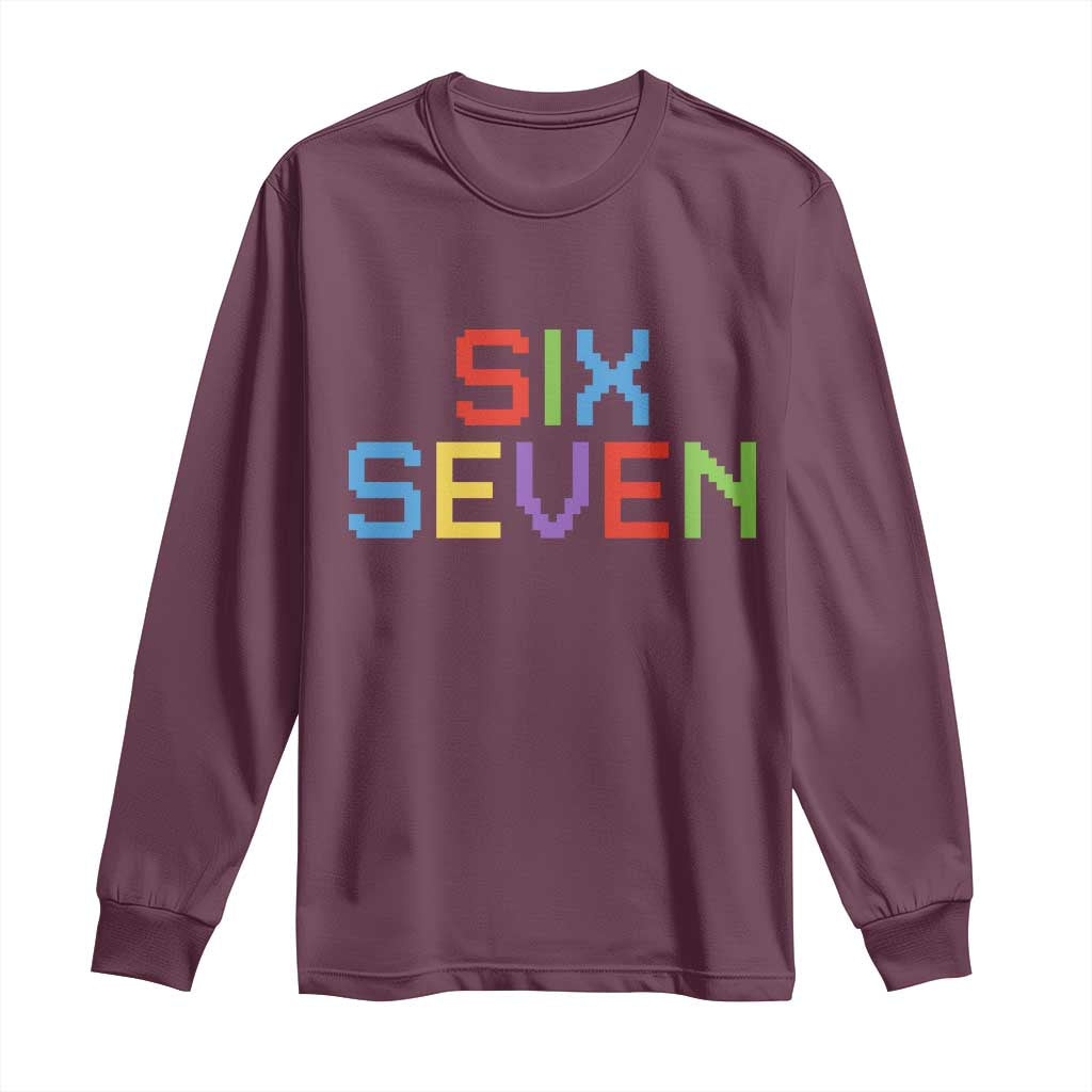 Six Seven Meme Pixel 67 Gen Alpha Meme Long Sleeve Shirt - Wonder Print Shop