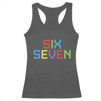 Six Seven Meme Pixel 67 Gen Alpha Meme Racerback Tank Top - Wonder Print Shop