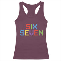 Six Seven Meme Pixel 67 Gen Alpha Meme Racerback Tank Top - Wonder Print Shop