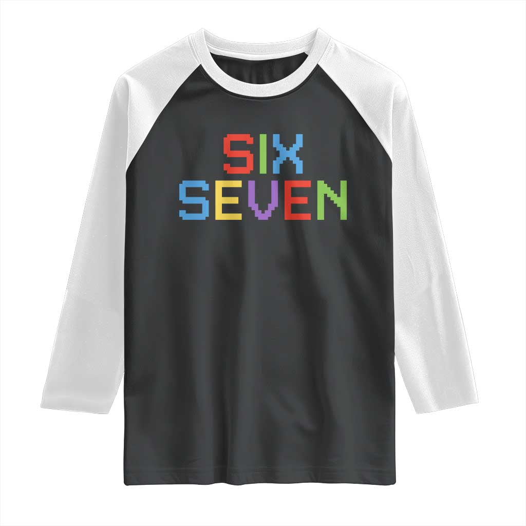 Six Seven Meme Pixel 67 Gen Alpha Meme Raglan Shirt - Wonder Print Shop