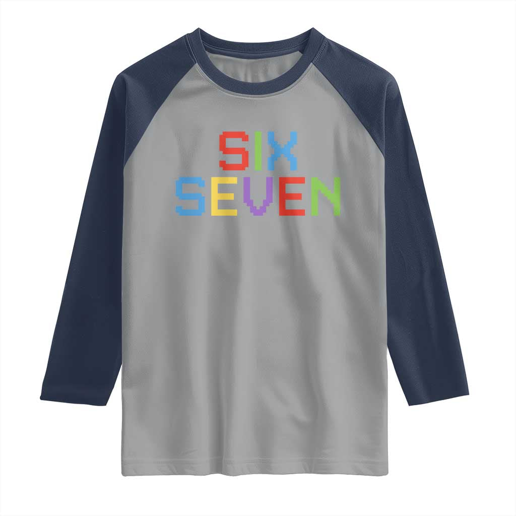 Six Seven Meme Pixel 67 Gen Alpha Meme Raglan Shirt - Wonder Print Shop