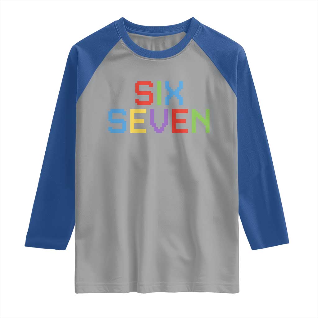 Six Seven Meme Pixel 67 Gen Alpha Meme Raglan Shirt - Wonder Print Shop
