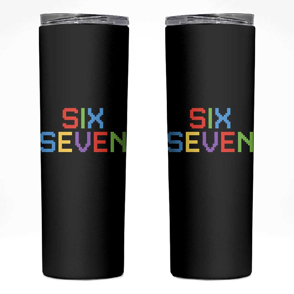 Six Seven Meme Pixel 67 Gen Alpha Meme Skinny Tumbler - Wonder Print Shop
