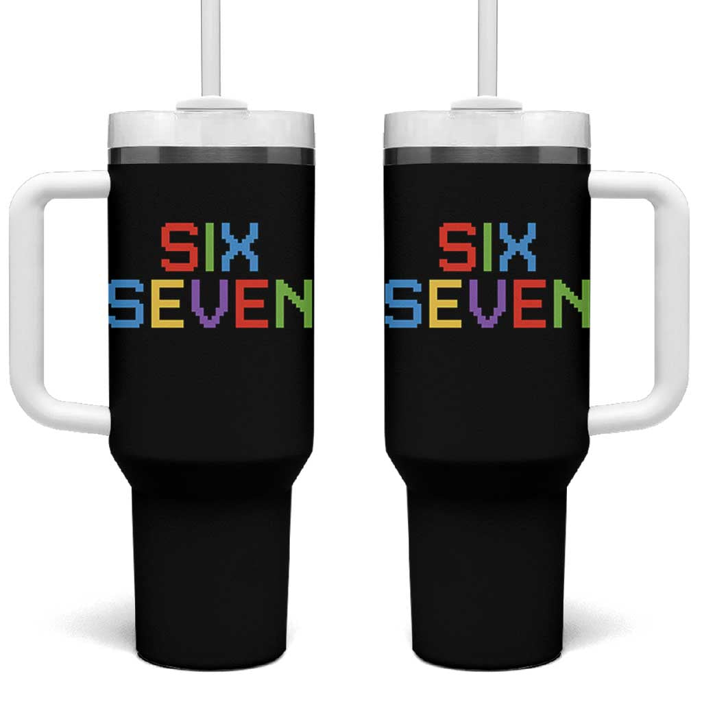 Six Seven Meme Pixel 67 Gen Alpha Meme Tumbler With Handle - Wonder Print Shop