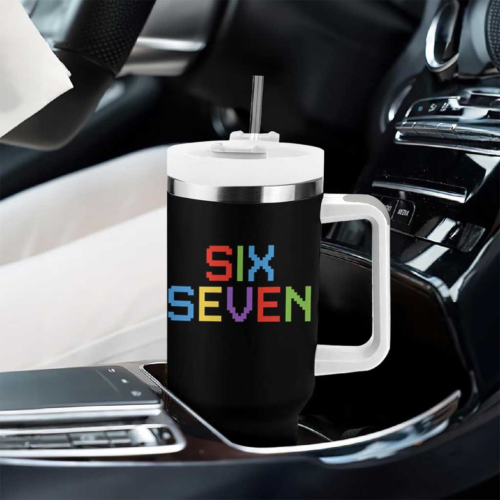 Six Seven Meme Pixel 67 Gen Alpha Meme Tumbler With Handle - Wonder Print Shop