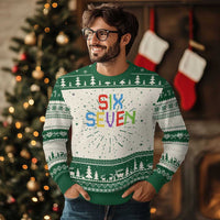Six Seven Meme Pixel 67 Gen Alpha Meme Knitted Sweatshirt - Wonder Print Shop