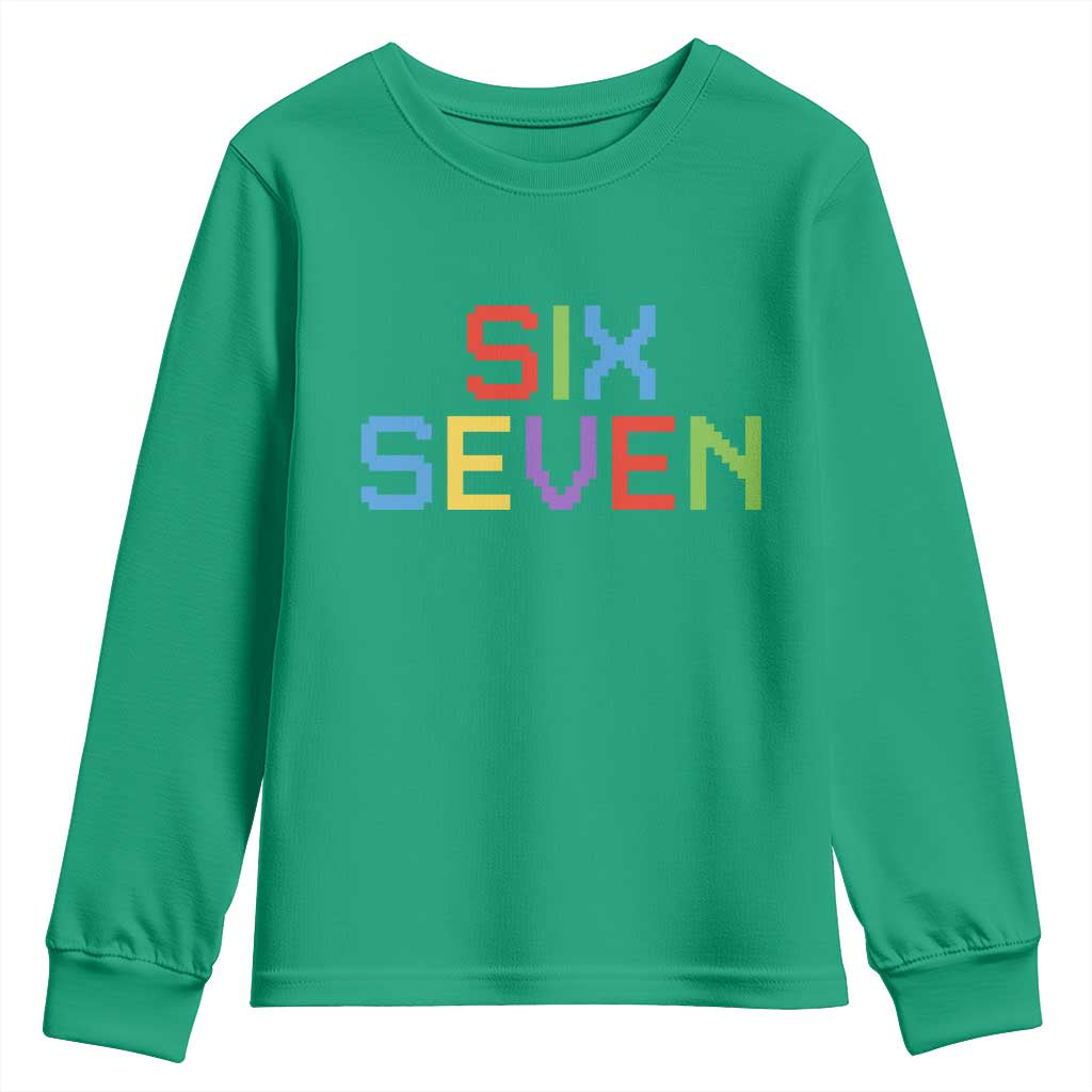 Six Seven Meme Pixel 67 Gen Alpha Meme Youth Sweatshirt - Wonder Print Shop