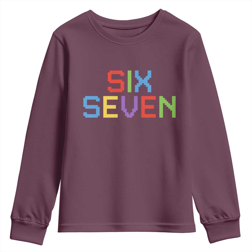 Six Seven Meme Pixel 67 Gen Alpha Meme Youth Sweatshirt - Wonder Print Shop