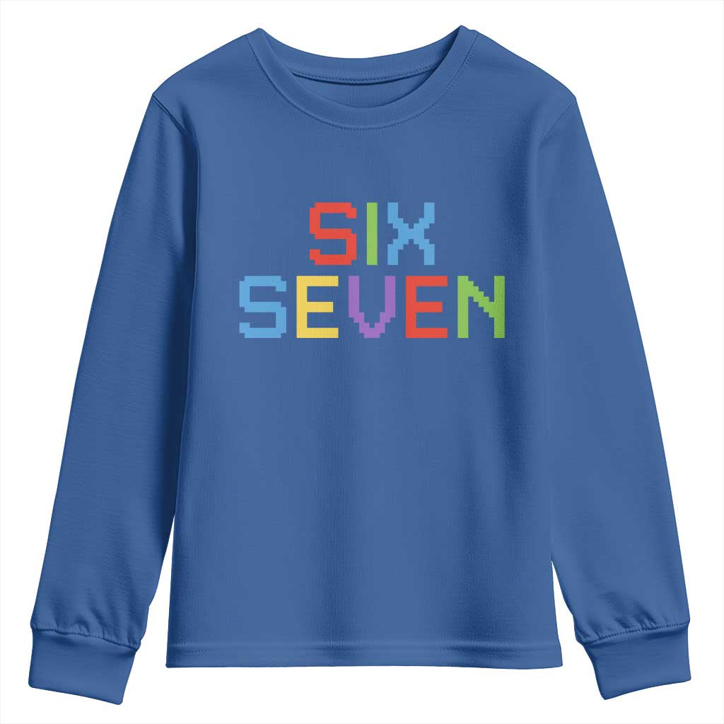 Six Seven Meme Pixel 67 Gen Alpha Meme Youth Sweatshirt - Wonder Print Shop