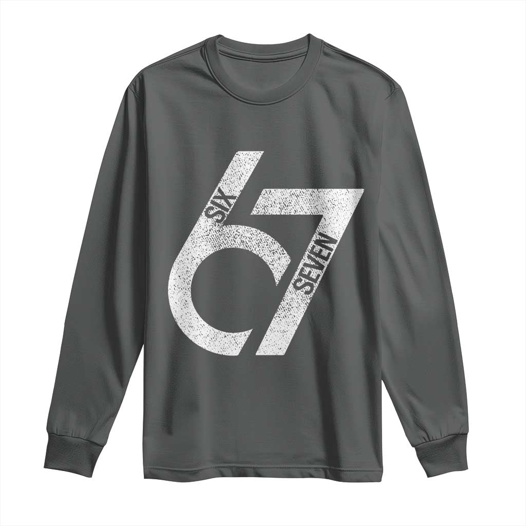 Funny Six Seven 67 Meme Gen Alpha Slang Long Sleeve Shirt - Wonder Print Shop