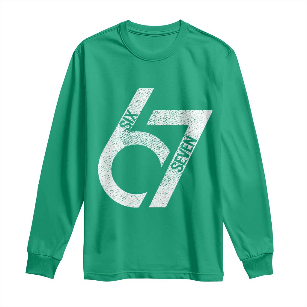 Funny Six Seven 67 Meme Gen Alpha Slang Long Sleeve Shirt - Wonder Print Shop