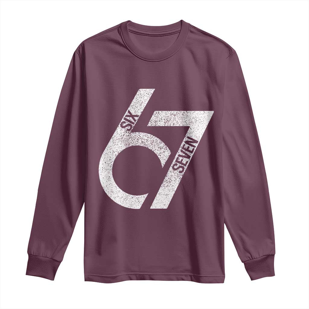Funny Six Seven 67 Meme Gen Alpha Slang Long Sleeve Shirt - Wonder Print Shop