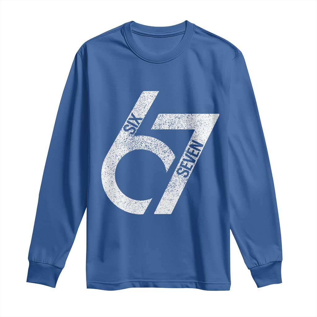 Funny Six Seven 67 Meme Gen Alpha Slang Long Sleeve Shirt - Wonder Print Shop