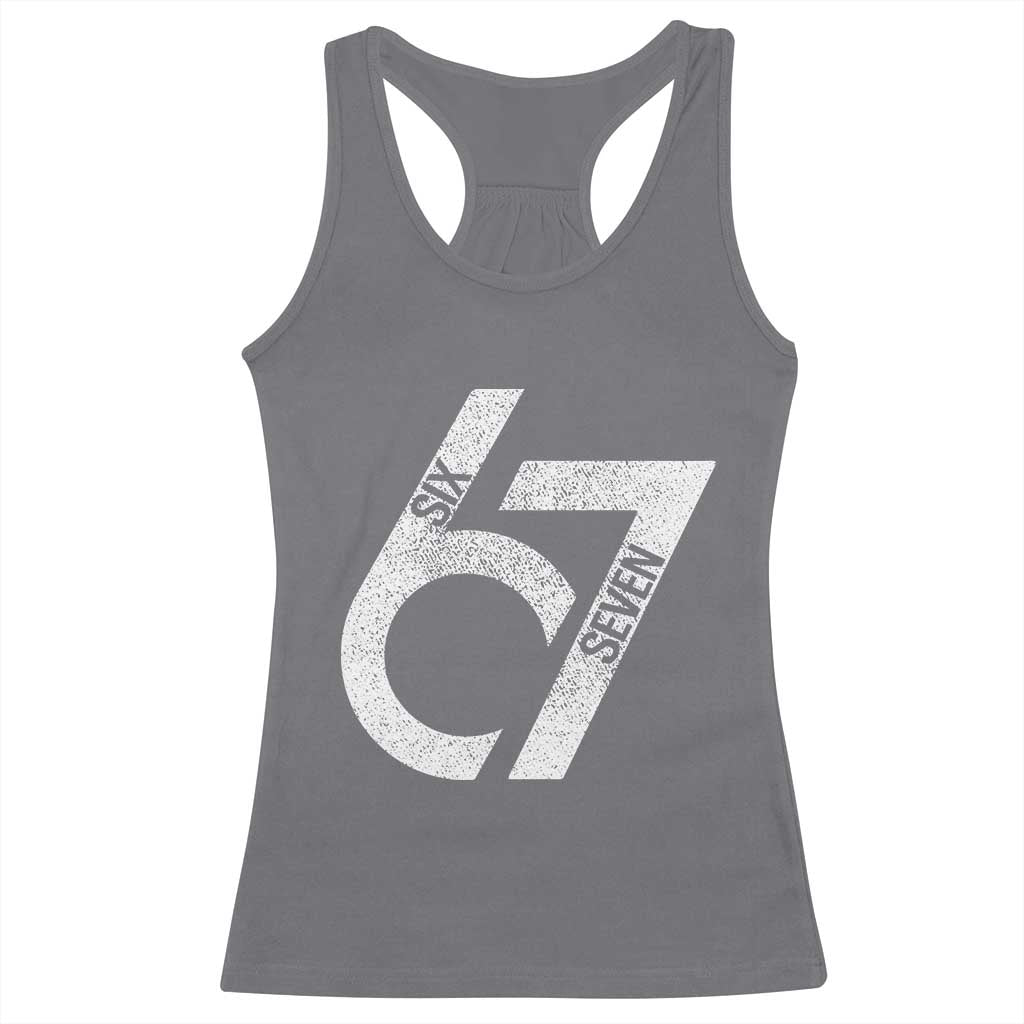 Funny Six Seven 67 Meme Gen Alpha Slang Racerback Tank Top - Wonder Print Shop