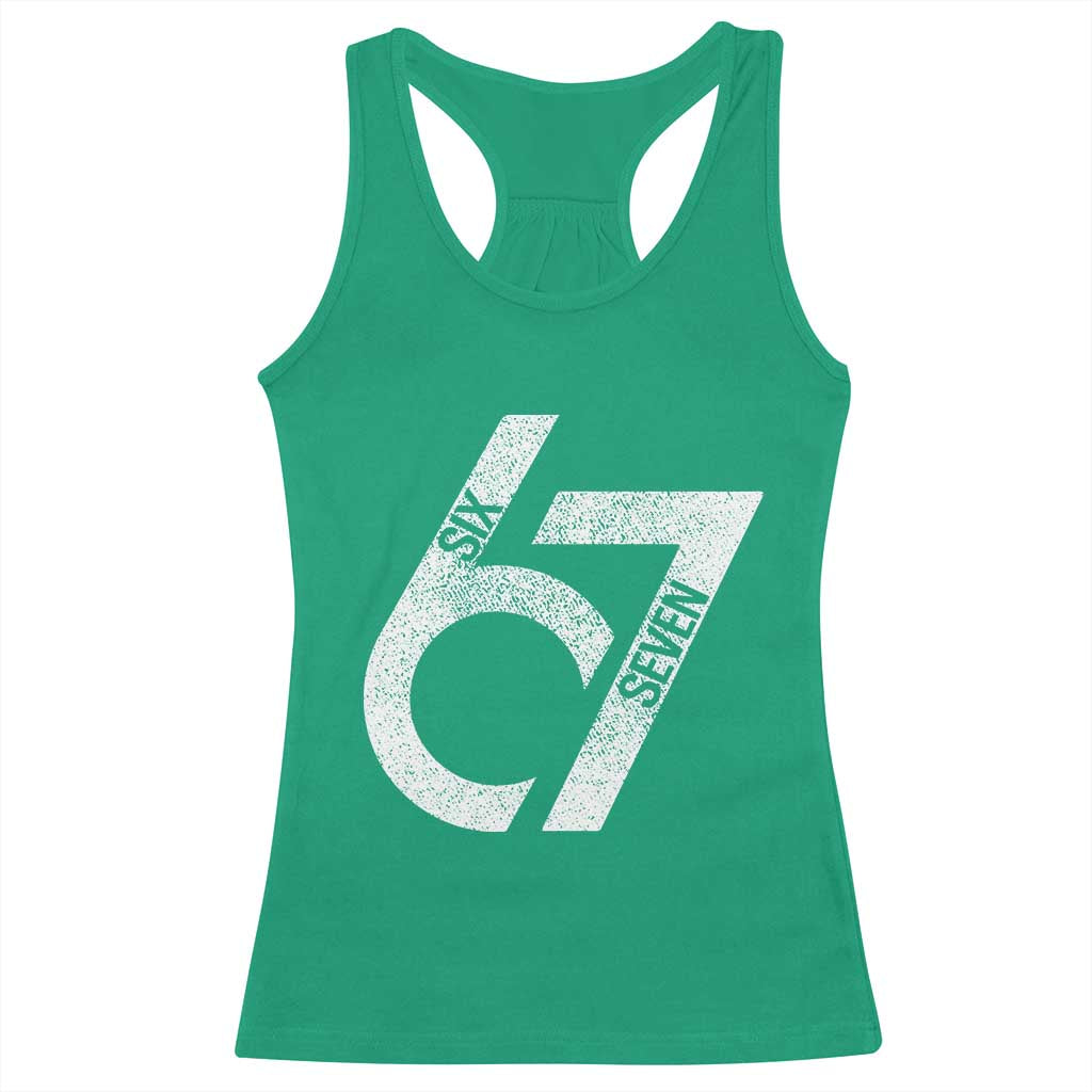 Funny Six Seven 67 Meme Gen Alpha Slang Racerback Tank Top - Wonder Print Shop