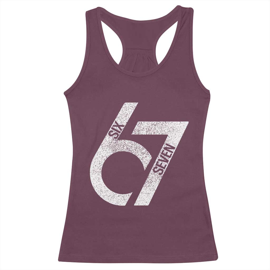 Funny Six Seven 67 Meme Gen Alpha Slang Racerback Tank Top - Wonder Print Shop