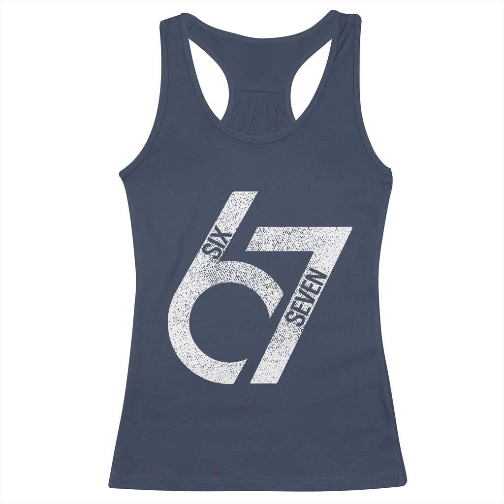 Funny Six Seven 67 Meme Gen Alpha Slang Racerback Tank Top - Wonder Print Shop