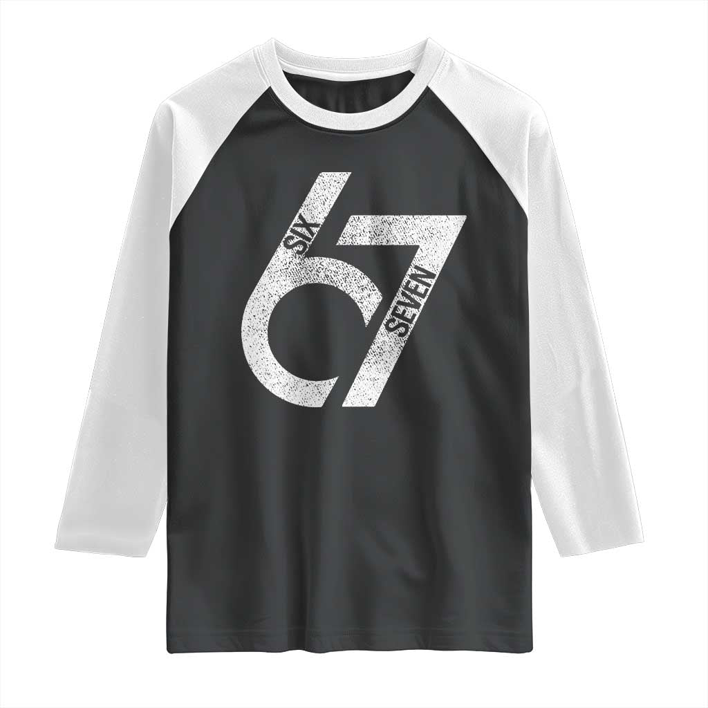 Funny Six Seven 67 Meme Gen Alpha Slang Raglan Shirt - Wonder Print Shop