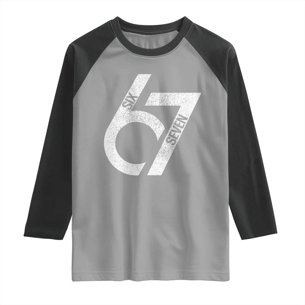 Funny Six Seven 67 Meme Gen Alpha Slang Raglan Shirt - Wonder Print Shop