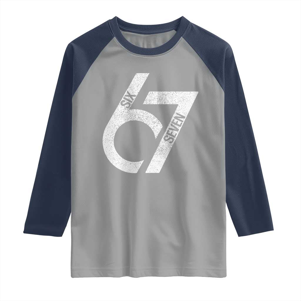 Funny Six Seven 67 Meme Gen Alpha Slang Raglan Shirt - Wonder Print Shop