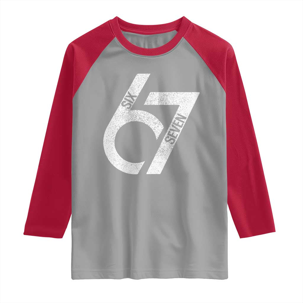 Funny Six Seven 67 Meme Gen Alpha Slang Raglan Shirt - Wonder Print Shop