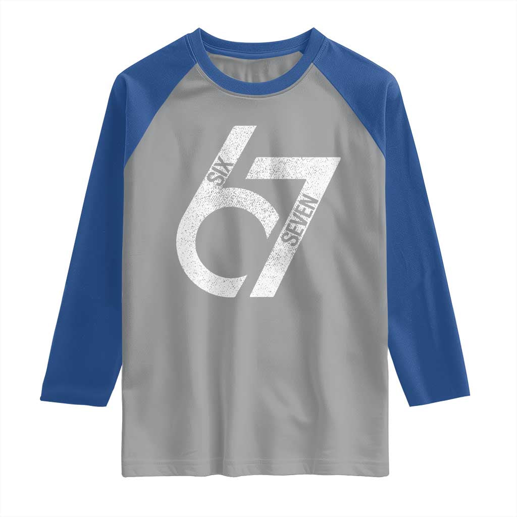 Funny Six Seven 67 Meme Gen Alpha Slang Raglan Shirt - Wonder Print Shop