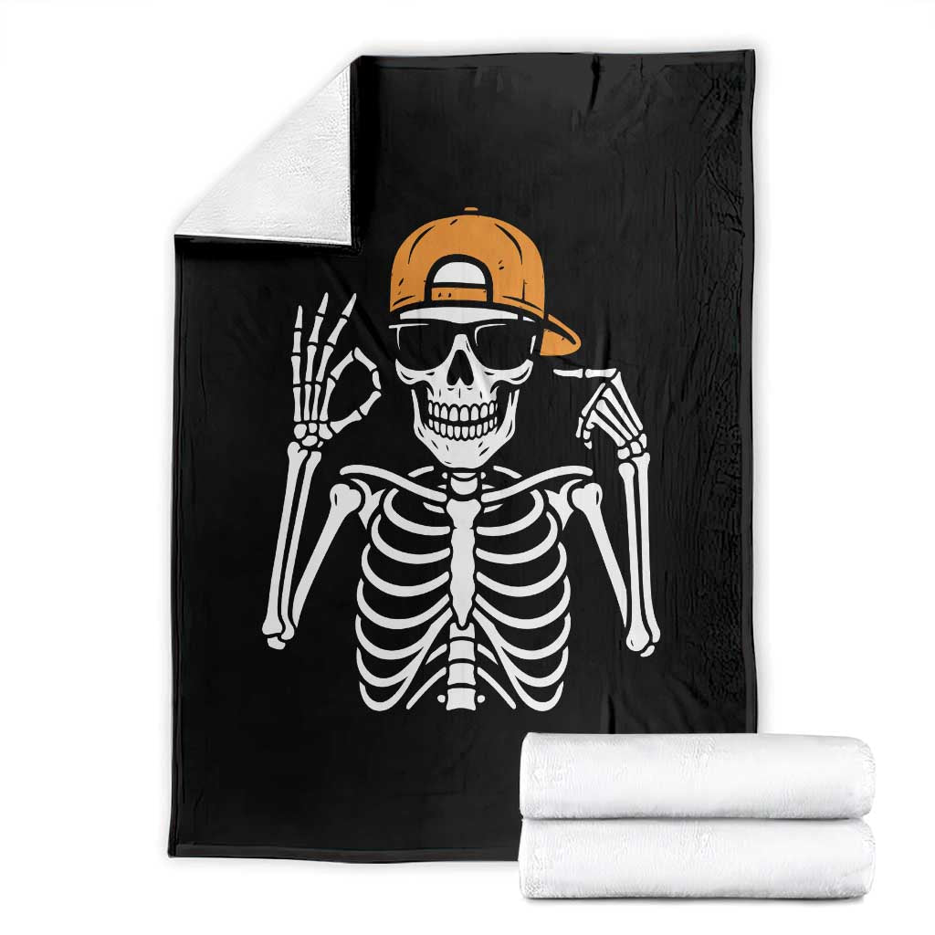 Funny Six Seven 67 Skeleton Gen Alpha Halloween Meme Throw Blanket - Wonder Print Shop