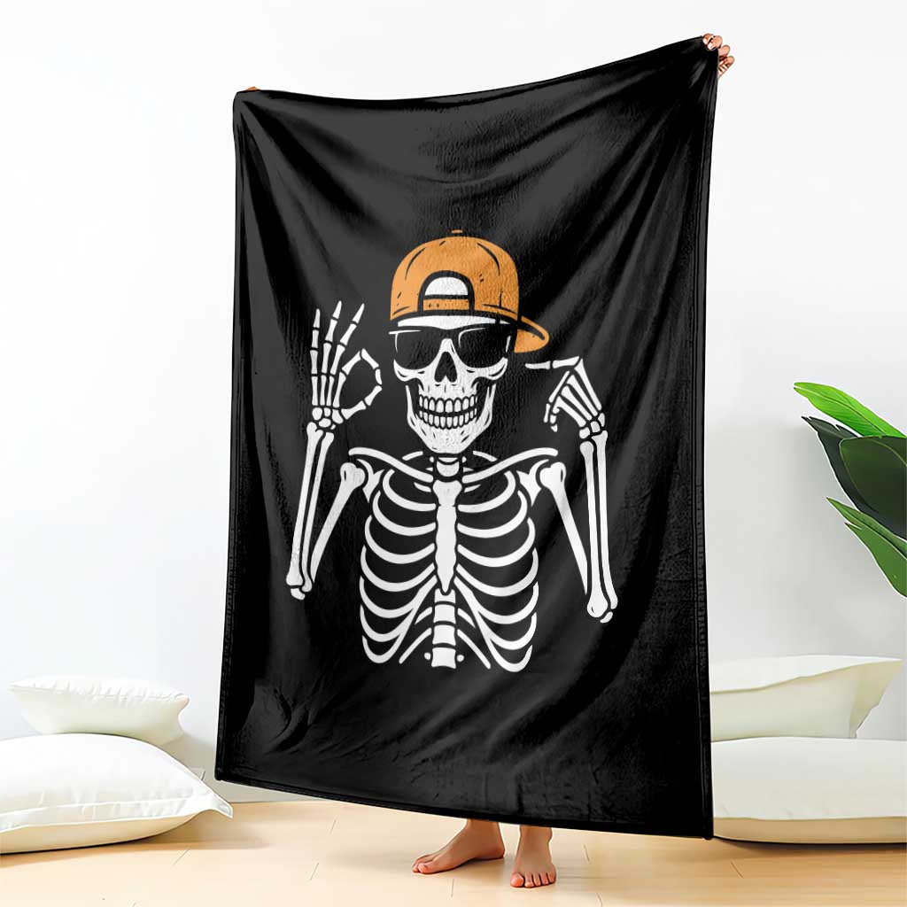 Funny Six Seven 67 Skeleton Gen Alpha Halloween Meme Throw Blanket - Wonder Print Shop