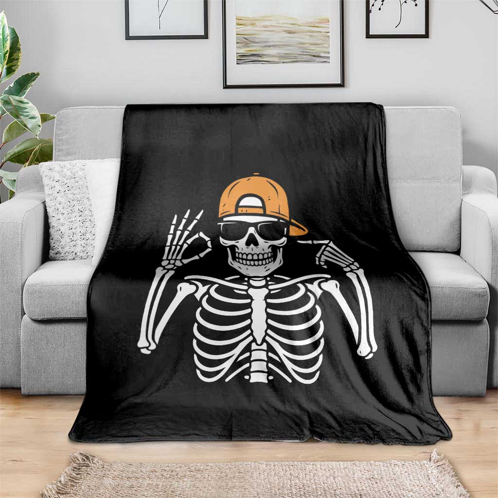 Funny Six Seven 67 Skeleton Gen Alpha Halloween Meme Throw Blanket - Wonder Print Shop