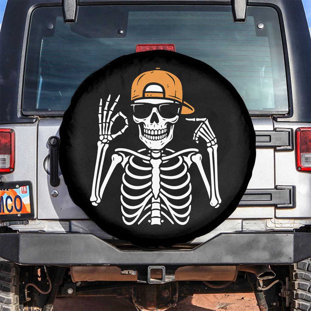 Funny Six Seven 67 Skeleton Gen Alpha Halloween Meme Spare Tire Cover - Wonder Print Shop