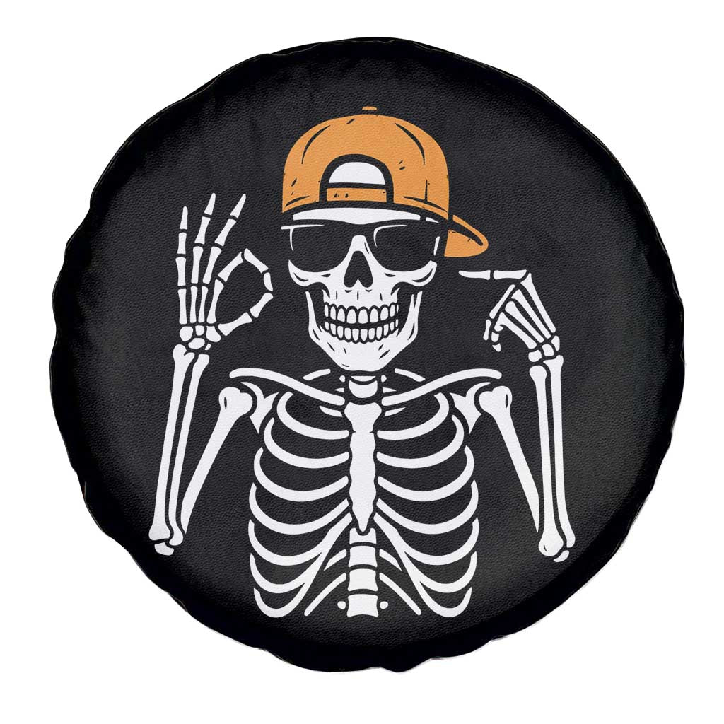 Funny Six Seven 67 Skeleton Gen Alpha Halloween Meme Spare Tire Cover - Wonder Print Shop