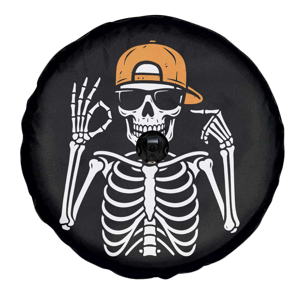 Funny Six Seven 67 Skeleton Gen Alpha Halloween Meme Spare Tire Cover - Wonder Print Shop