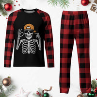 Funny Six Seven 67 Skeleton Gen Alpha Halloween Meme Plaid Pajama Set - Wonder Print Shop